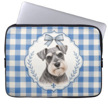 Blå Preppy Miniature Schnauzer Datorfodral