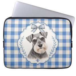 Blå Preppy Miniature Schnauzer Datorfodral