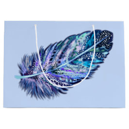 Blå presentpåse med fjäder - anpassningsbar