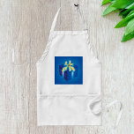 Blå presentruta med Gult- och Aqua-menyfliksområde Förkläde<br><div class="desc">Cook, bake eller grill i stil med den här vibrerande plattan som visar en blå presentlåda med en gult- och vattenremsa. Perfekt för födelsedagsfester, helgdag eller roligt i vardagsköket. Den här leksaken ger ett gott ljus till ditt kulinariska äventyr. Den är hållbar och lätt att anpassa sig till, den ger...</div>