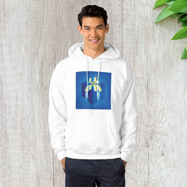 Blå presentruta med Gult- och Aqua-menyfliksområde Hoodie (Skapare uppladdad)