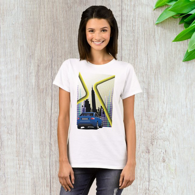 Blå prestandabil urban siluett t shirt (Skapare uppladdad)