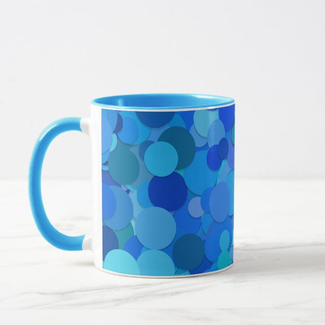 blå prick födelsedags-konfetti kaffemugge mugg (Vänster)