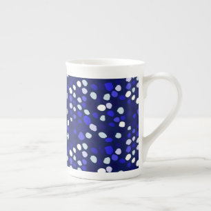 Blå prickar Flerfärgad rolig geometrisk design Benporslin Mugg