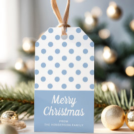 Blå prickar God Jul Presentetikett