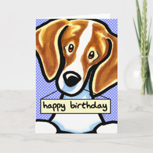 Blå prickar i grattis på födelsedagen Beagle Kort