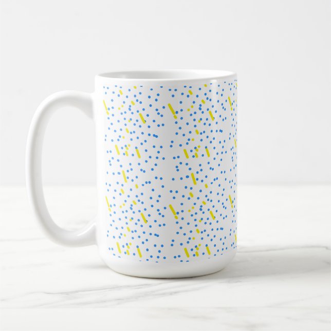 Blå prickar meteorregn  kaffemugg (Vänster)