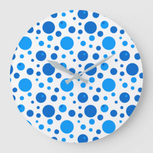 Blå prickar och cirklar väggklocka