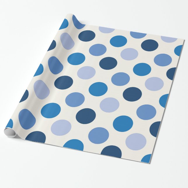 Blå prickar presentpapper (Utrullad)