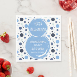 Blå prickig baby shower servett