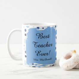 Blå prickig bästa lärare någonsin present kaffemugg