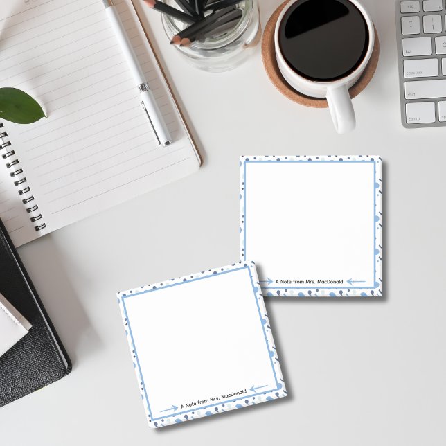 Blå prickig lärare tacksamhetspresent post-it block (Skapare uppladdad)