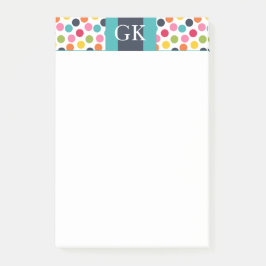 Blå prickig monogram Post It Notis Post-it Block