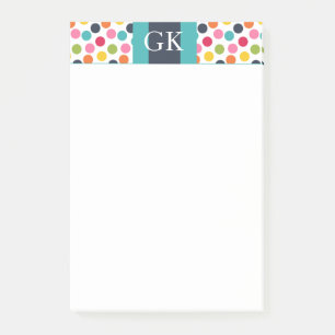 Blå prickig monogram Post It Notis Post-it Block