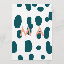 Blå prickig orange pastell monogram man bokstav pa