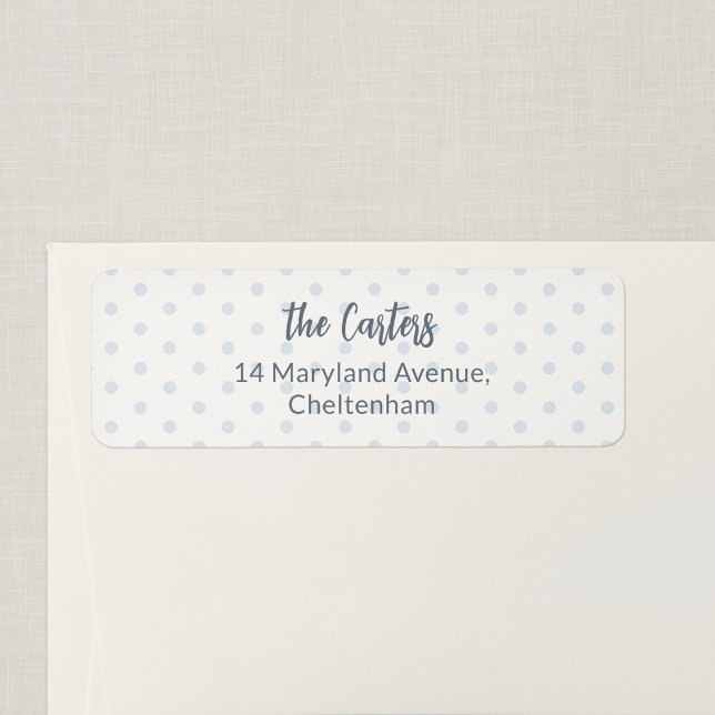 Blå prickig returadressetikett returadress etikett (Blue Polka Dot - Personalized Return Address Sticker)