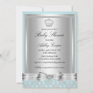 Blå Prins Baby Shower Inbjudan