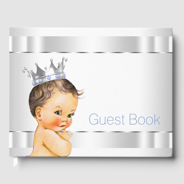 Blå prinsens baby shower-gästbok gästböcker (Framsida)