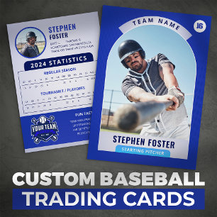 Blå Pro Baseball Trading Card Spelar Foto
