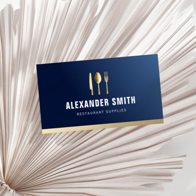 Blå professionell- och restaurangmateriel visitkort (Skapare uppladdad)