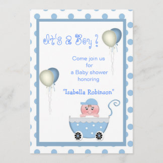Blå Promenad Det är en Pojke Baby Shower Inbjudan