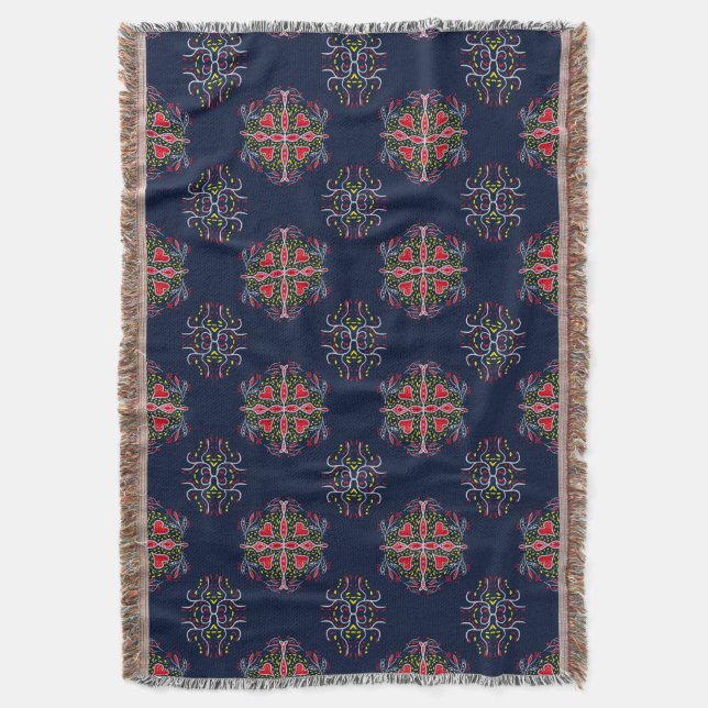 blå prydnadsdjur mönster filt (Framsidan Vertikal)