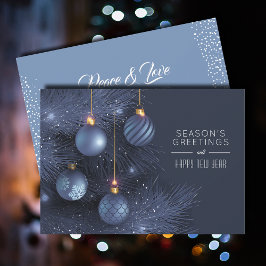 Blå prydnadssäsong julkort