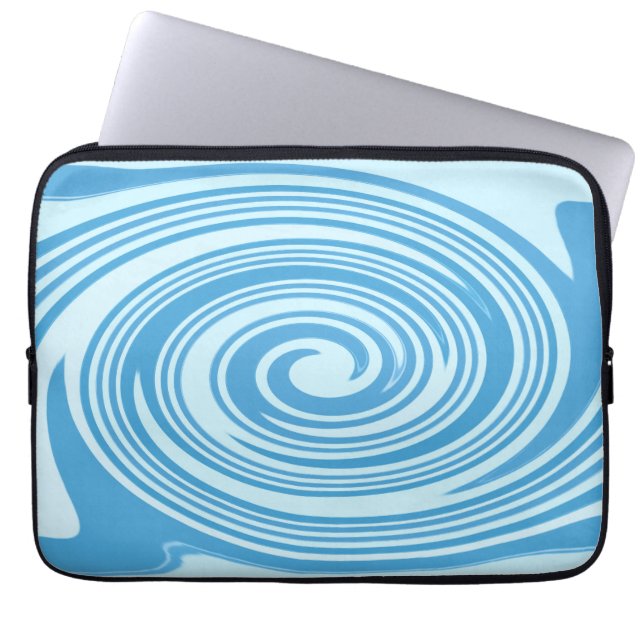 Blå psykedelisk snurra mönster laptop sleeve (Framsidan)