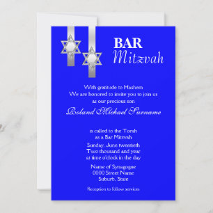 Blå pub mitzvah firande inbjudningar