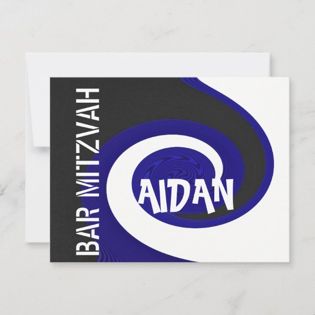 Blå Pub Mitzvah Inbjudningar (Framsida)