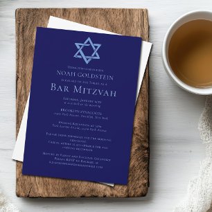 Blå Pub Mitzvah Konststjärnan David Party Inbjudningar