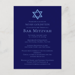 Blå Pub Mitzvah Konststjärnan David Party Vykort