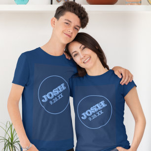 Blå Pub Mitzvah med Logotyp Namn T Shirt