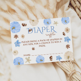 Blå Pumpa Blommor Baby Shower Blöja Lotteri Tilläggskort