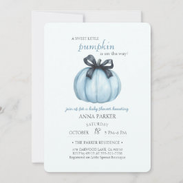 Blå Pumpa Bow Baby Shower Firande Inbjudningar