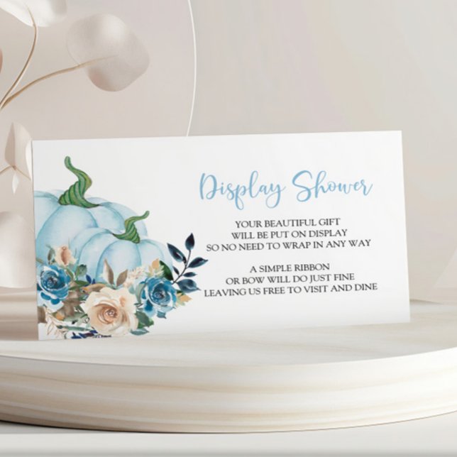 Blå Pumpa Display Baby Shower Inkluderingskort Tilläggskort (Skapare uppladdad)