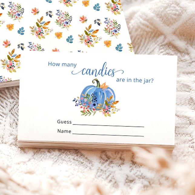 Blå pumpa höst Hur många godisar  Tilläggskort (Skapare uppladdad)
