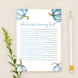 Blå Pumpa Höst Vem Känner Mamma Bäst Baby Shower S