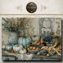 Blå Pumpa Höstskörd Decoupage