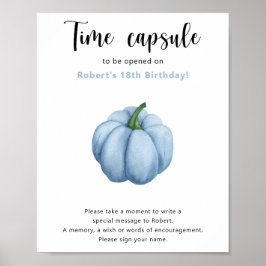 Blå Pumpa Tids kapsel 1-årsdag Poster