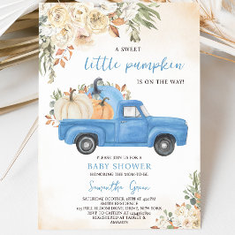 Blå Pumpbil Baby Shower Inbjudningar