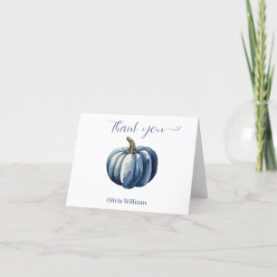 Blå Pumpkin Watercolor boho pojke dusch Tack Kort