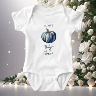 Blå Pumpkin Watercolor Pojke Shower T-Shirt