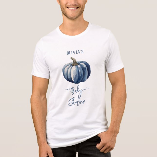 Blå Pumpkin Watercolor Pojke Shower T-Shirt (Framsida)