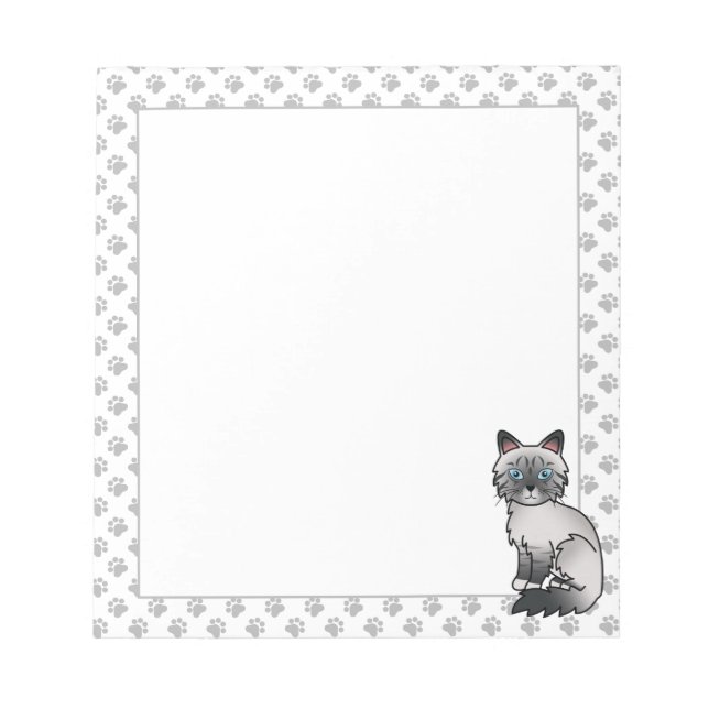 Blå Punkt Tabby Birman / Ragdoll Söt Katt & Tassar Anteckningsblock (Framsida)