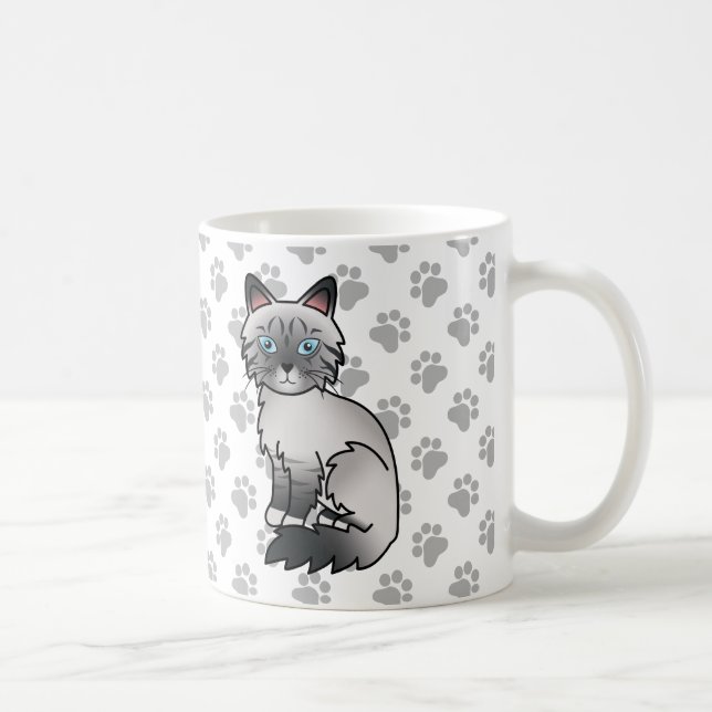 Blå Punkt Tabby Birman / Ragdoll Söt Katt & Tassar Kaffemugg (Höger)