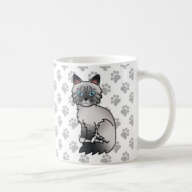 Blå Punkt Tabby Birman / Ragdoll Söt Katt & Tassar Kaffemugg (Höger)