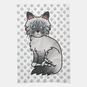 Blå Punkt Tabby Birman / Ragdoll Söt Katt & Tassar Kökshandduk