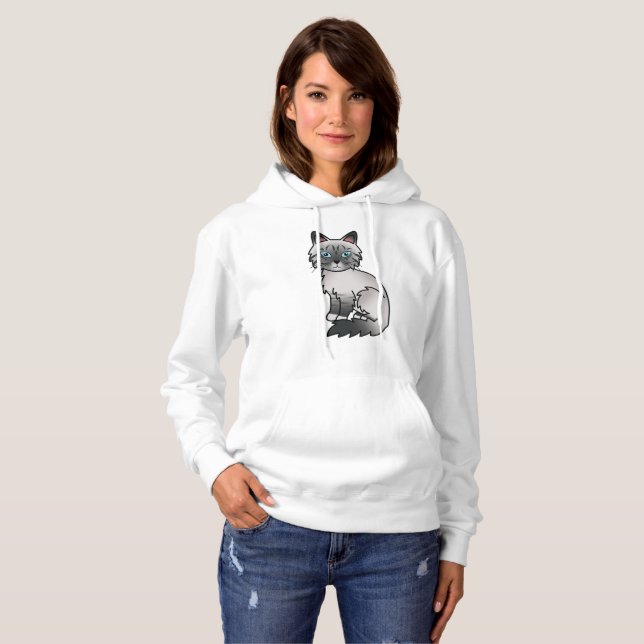 Blå Punkt Tabby Birman / Ragdoll Söt Tecknad Katt T Shirt (Hel framsida)