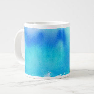 Blå punkt, vattenfärgad abstrakt, färgad jumbo mugg